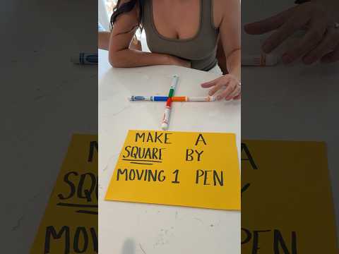 Make a Square by Moving 1 Pen | Brain Teaser PART ONE #brain #games #fun
