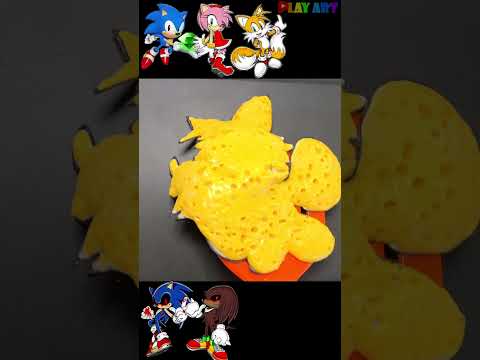 Super Sonic: hedgehog, Knuckles, Tails, Dr Eggman, Rose, Shadow-Pancake art Challenge, #shorts