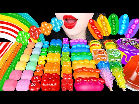 ASMR RAINBOW DESSERTS 무지개 디저트 *동결건조 하리보 코하쿠토 다양 스낵 먹방 FROZEN HARIBO KOHAKUTO EATING SOUNDS MUKBANG