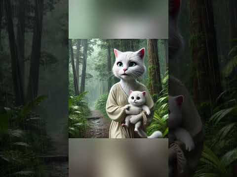 Danger! A mother cat and her kittens have encountered a pack of wolves…#cat #cute #story #ai#cats