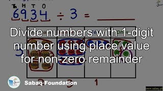 Divide numbers with 1-digit number using place value for non-zero remainder