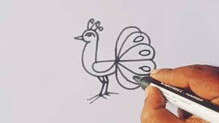 How to draw a peacock from number 4/peacock drawing easy step by step