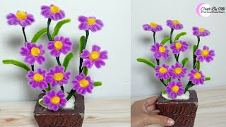 Cara Membuat Bunga Kawat Bulu MODEL BARU ||   Bunga Kawat Bulu || Pipe Cleaner Flower