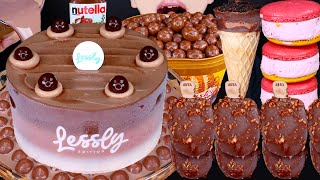 ASMR CHOCOLATE ICE CREAM CAKE MALTESERS NUTELLA DESSERT MUKBANG 초콜릿 먹방 チョコレートケーキ 咀嚼音 EATING SOUNDS