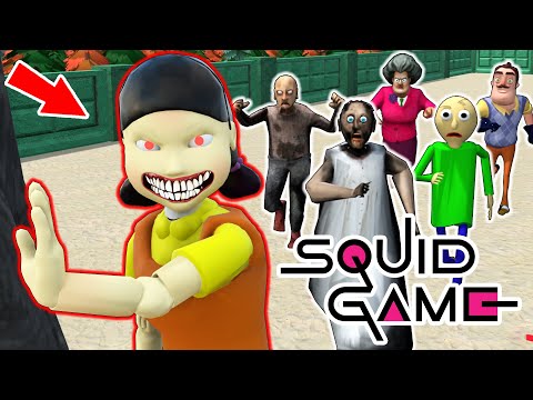 Squid Game (오징어 게임 2) vs Granny, Baldi, Hello Neighbor - funny horror animation parody (p.352)