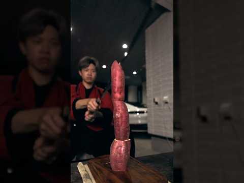 Cut the Sweet potato with the sharp knife🔪✨@jikkoshacho #knife #sharpening #sharpener #asmr