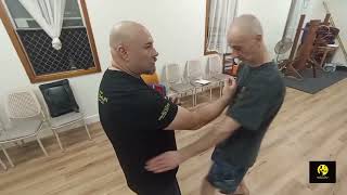 Step back and counter attack drill (Jum Sao + punch)
