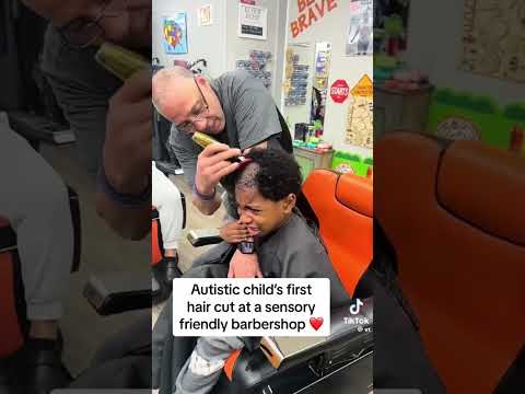 Autistic Childs First Haircut at Autism Friendly Barbershop #autism #haricut #barber