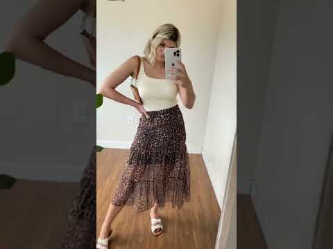 Saia Midi Tule Animal Print