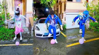 踩爆气球就可以得到东西，舞麟得到了机器狗，小舞怎么什么也没有呢？【唐舞桐与唐老六】#funny #comedy