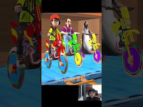 Scary Teacher 3D vs Squid Game Wooden Ladder Motorbike Cut Watermelon and Egg Challenge #shortsvideo