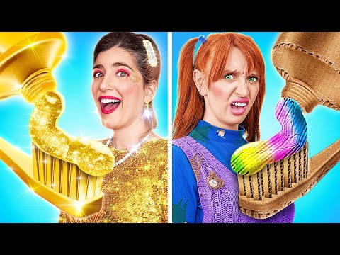 KAYA VS MISKIN DI SEKOLAH 😅 Trik Menyontek & Life Hacks Lucu oleh 123 GO!