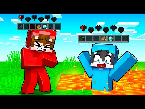 Paso Minecraft pero Compartimos INVENTARIO y CORAZONES!