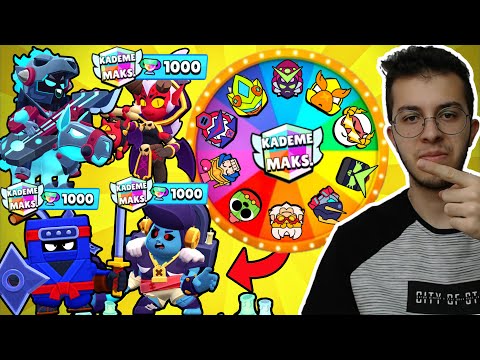 ÇARKTAN ÇIKAN TÜM KARAKTERLERİ 50 RÜTBE YAPTIM !! BRAWL STARS