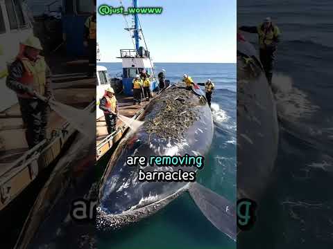 Why Are They Scrubbing a Giant Whale? Explained 🤯👀 #shorts #viralvideo #facts