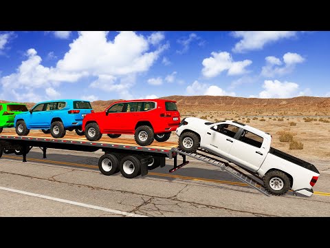 Flatbed Truck Mcqueen | Transportation with Truck - Pothole vs Car #261 - BeamNG.Drive