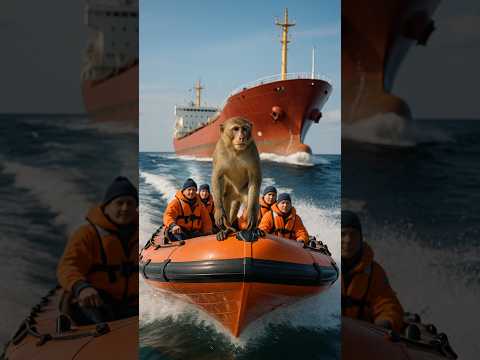 Animal Warning to People, Monkey Saves Ship Crew #monkey #rescue #animals #shorts