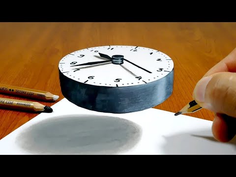 3D Trick Art on Paper   Floating Clock   Optical Illusion