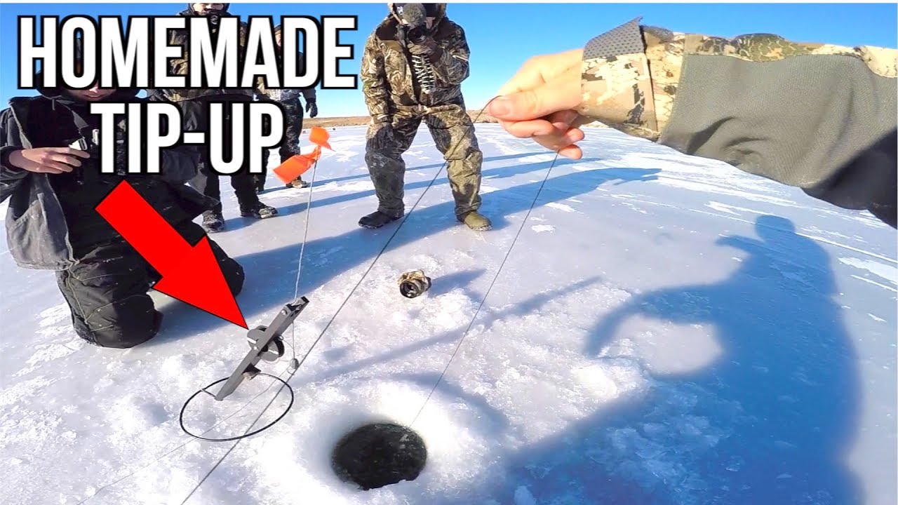 Fishing with HOMEMADE Tip-Ups for BIG Bass
