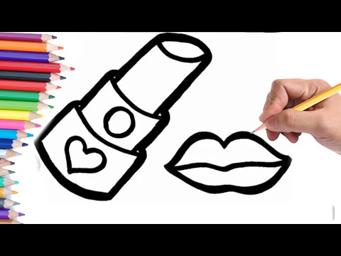 How to draw lipstick 💄 and lips| Easy Drawing, Colouring and Painting for Kids and Toddlers