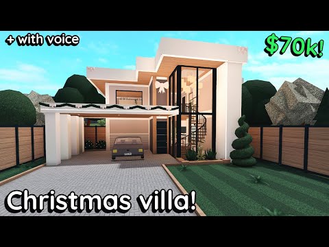 Modern Christmas Bloxburg House Build: 2 Story Tutorial *PART 1*