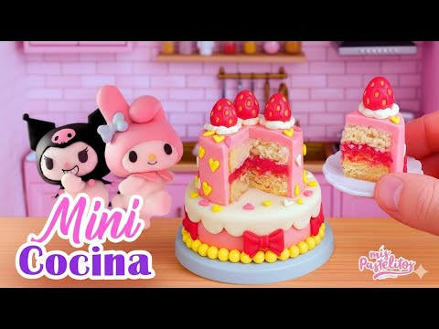 Pastel miniatura COMESTIBLE😱 de MY MELODY Y KUROMI 