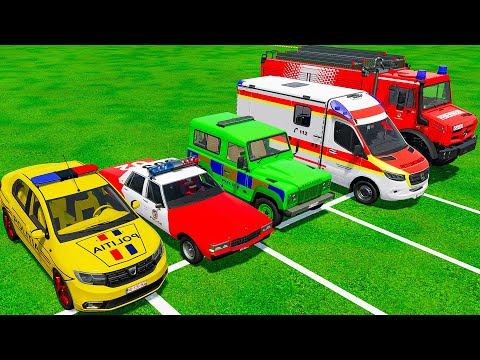 DACIA, CHEVROLET, RANGE ROVER POLICE VEHICLES AND AMBULANCE EMERGENCY TRANSPORTING! FS22