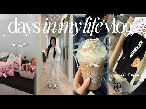 VLOG | make a brr basket with me, gift wrapping, hydra facial, caramel brulée iced latte + more