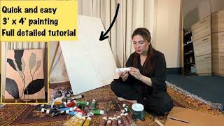Geometrical Abstract - 3’x4’ canvas - Detailed Tutorial!!