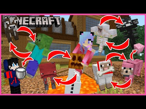 minecraft มายคราฟแต่ว่าเหล่า mobs สลับร่างกันได้ minecraft opposite day