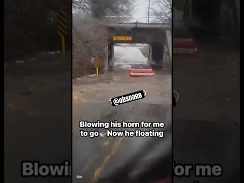 OBS Chevy Silverado Gets Stuck in Flooded Road 🤦🏽‍♂️ #obschevy #flooded #rainstorm #silverado #obs