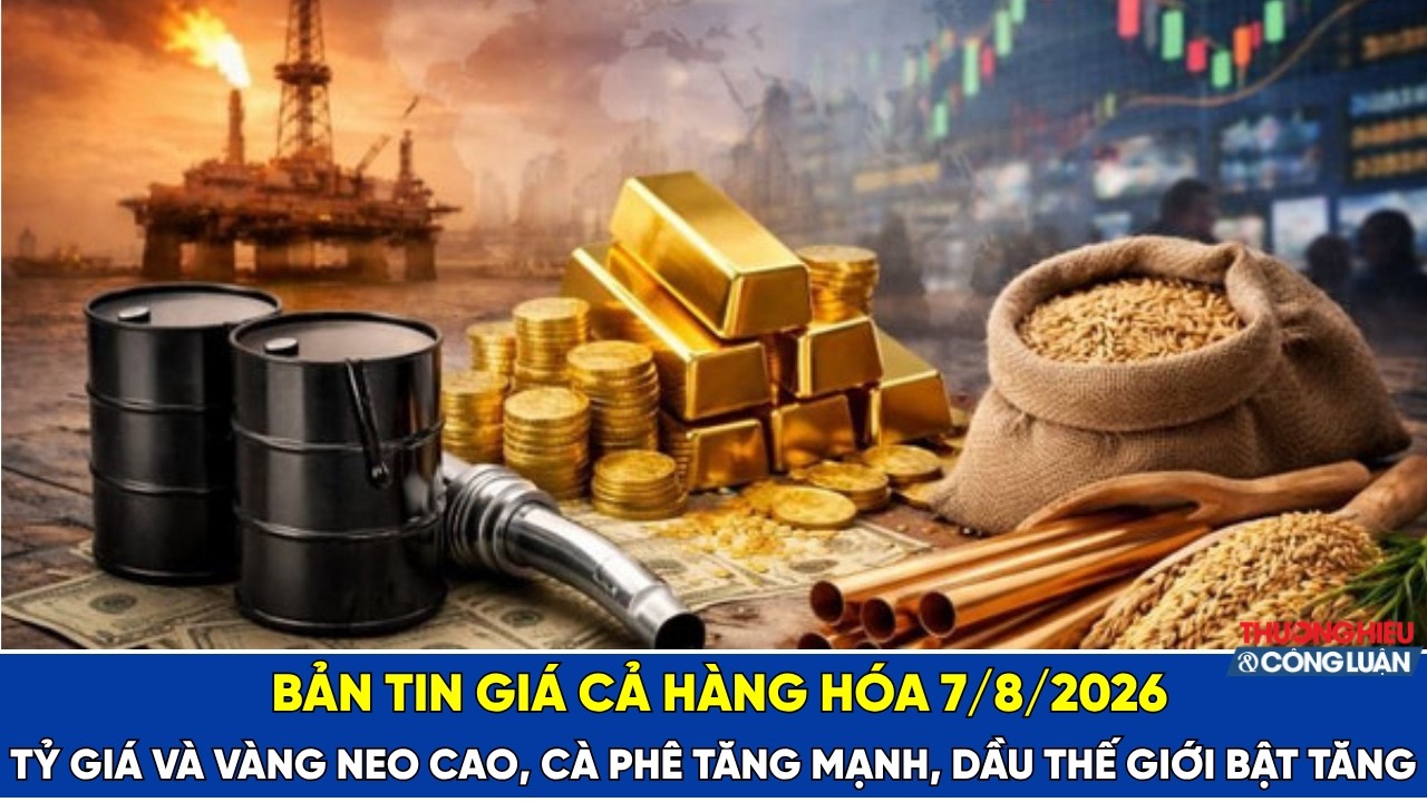Bản tin thị trường hàng hóa ngày 7/8/2026: Tỷ giá và vàng neo cao, cà phê tăng mạnh, dầu thế giới bật tăng