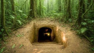 15 Days Building a Warm Underground Tunnel Shelter | Survival Bushcraft ASMR