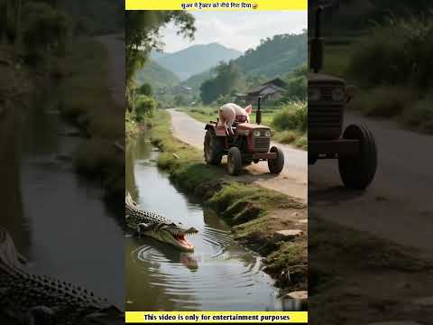 सूअर ने ट्रैक्टर को नीचे गिरा दिया🤣|pig Ne tractor ko niche Gira Diya🤣|#shorts#short
