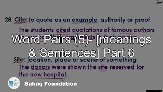 Word Pairs (5)- [meanings   &   Sentences] Part 6
