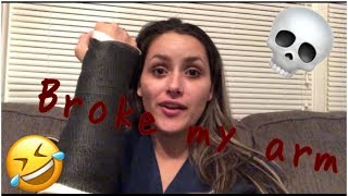 broke my arm prank on husband