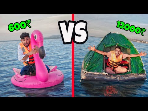 Low to high budgets floating house overnight survival challenge