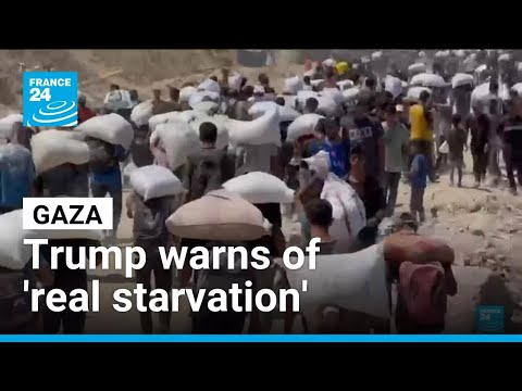 YouTube video thumbnail: Trump Warns of 'Real Starvation' in Gaza as Aid Deliveries Pick up