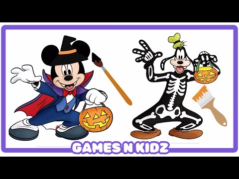 Disney Coloring World - Halloween Mickey Mouse Pages | Fun Kids Coloring Game