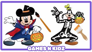 Disney Coloring World - Halloween Mickey Mouse Pages | Fun Kids Coloring Game