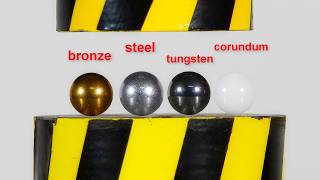HYDRAULIC PRESS AND BALLS FROM THE HARDEST MATERIALS