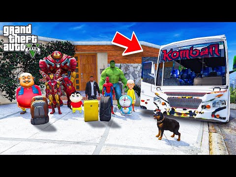 GTA 5 : Shin Chan & Franklin Tour in ‘KOMBAN BUS‘ Travelling Los Santos to Sky High in GTA 5 Tamil !