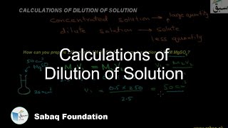 Calculations of Dilution of Solution