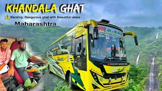 Mumbai to Pune Bus Drive🛣️ | In-Cabin View Through ⚠️Dangerous & ⛰️Beautiful Khandala Ghat