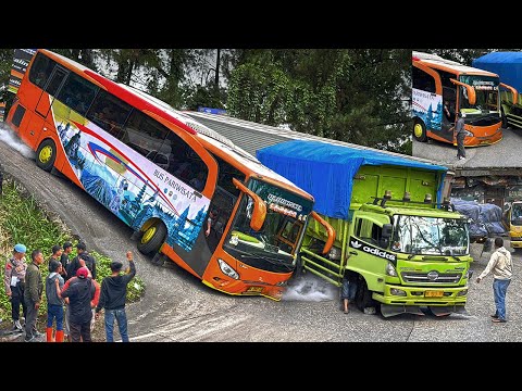 MUSTAHIL BISA LEWAT !!! BUS BISA TERSANGKUT TOTAL, Sopir Bus Terpaksa Mundur di Sitinjau Lauik