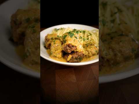 ASMR | Spaghetty meatballs with camembert sauce ! #Shorts