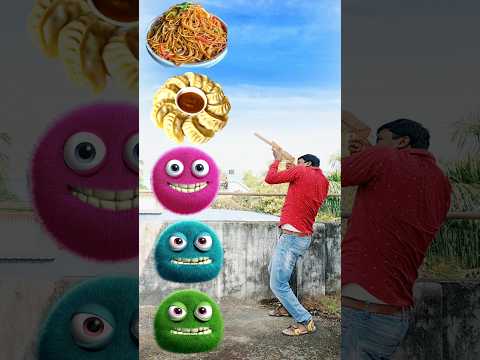 Chowmin momos Golgappe Samosa Laddu funny VFX magic video from furry heads  #shots #funny