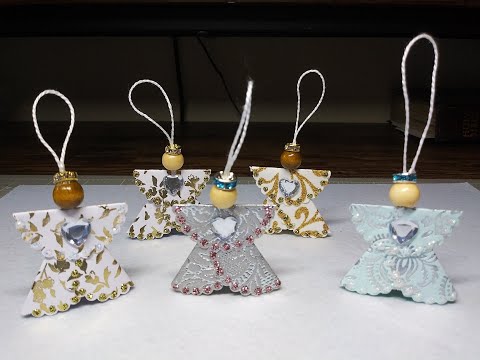 Making Sweet, Tiny Paper Angel Ornaments For Miniature Christmas Tree!