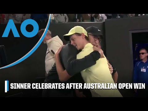 Jannik Sinner celebrates his back-to-back Australian Open win with his team and loved ones ❤️