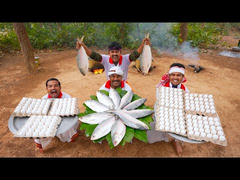 Big size Hilsha Fish cutting and cooking for village people | Sorshe Posto Ilish mach ranna